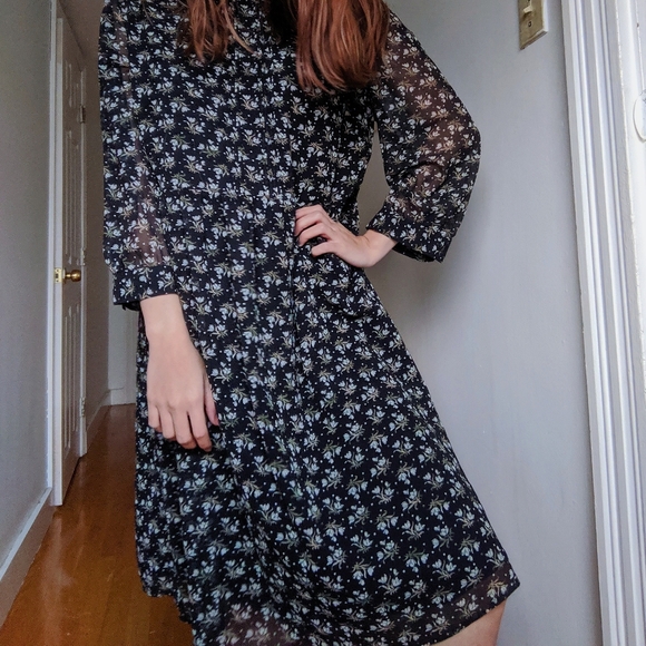 Uniqlo Dresses & Skirts - CCO UNIQLO Chiffron Floral Print Baby Doll Dress